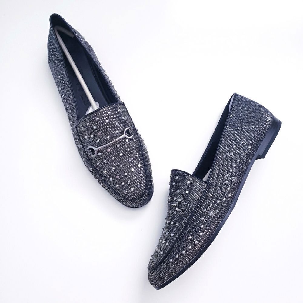Nine West Westoy Black Metallic Studded Loafer